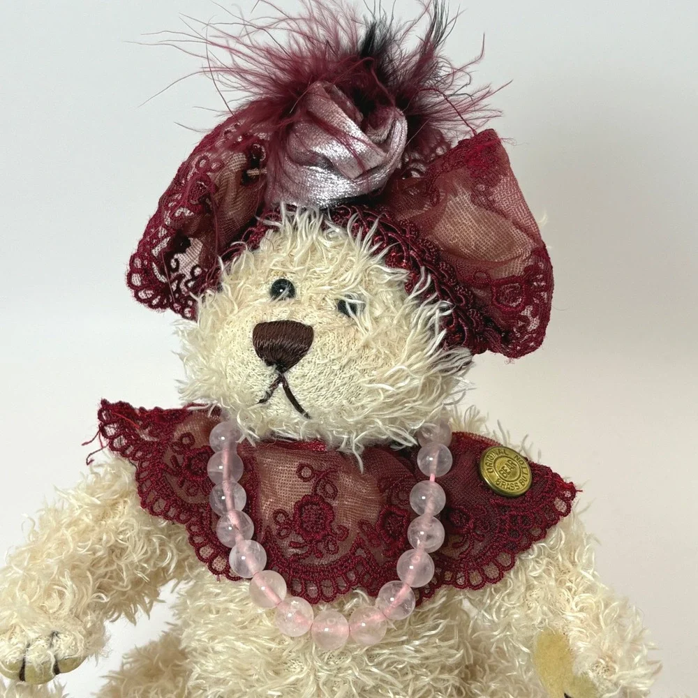 Pickford Brass Button Bears Vanessa Power Bear of Love Rose Quartz Necklace 2000